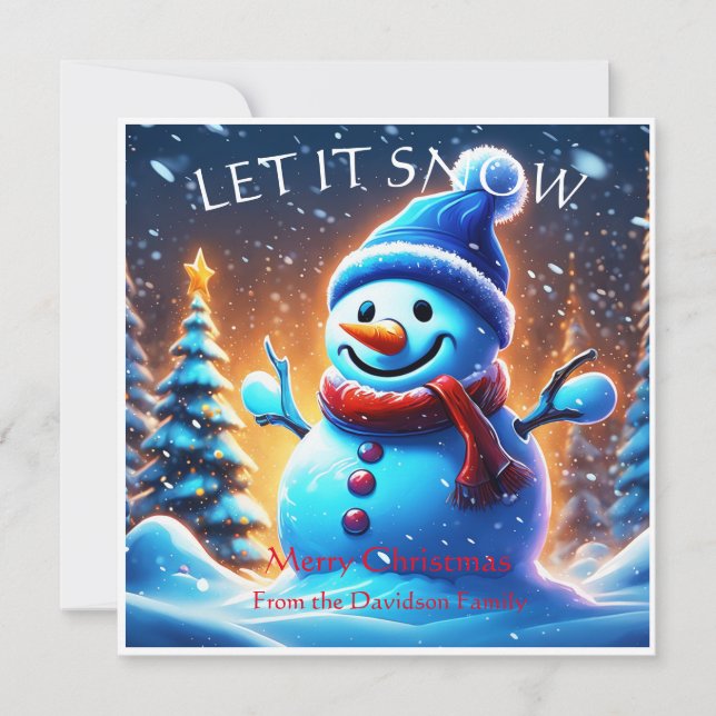 Hombre de Nieve: Tarjeta de Navidades Retro Person (Anverso)