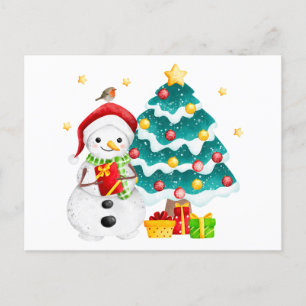 Hombre de nieve y árbol de Navidad