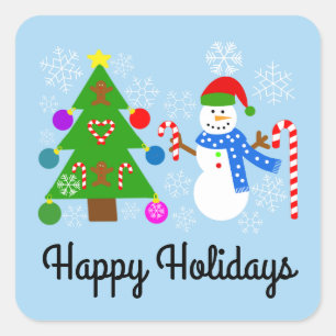 Hombre de nieve y árbol de Navidad #2 Pegatinas