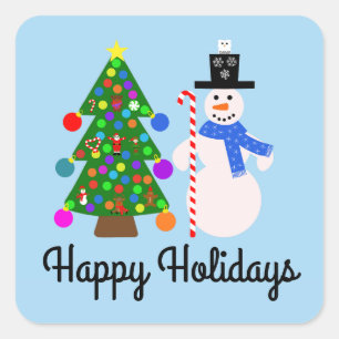 Hombre de nieve y árbol de Navidad #3-2 Pegatinas