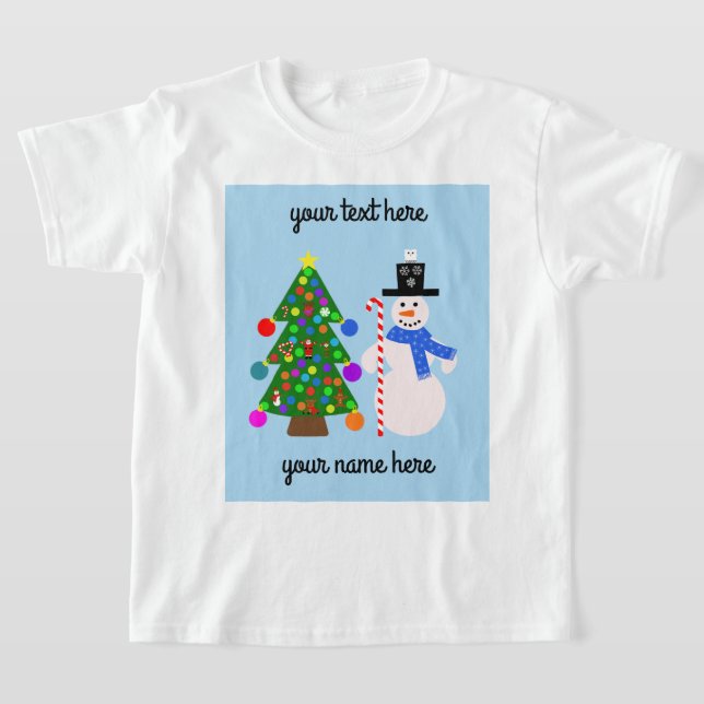 Hombre de nieve y árbol de Navidad #3 camiseta (Distribución)