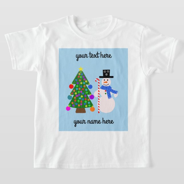 Hombre de nieve y árbol de Navidad #4 camiseta (Distribución)