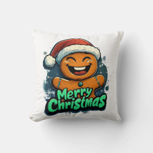 Hombre de pan de jengibre alegre almohada de Feliz