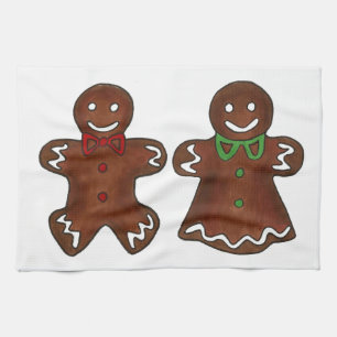 Hombre de pan de jengibre dama Navidades toalla de