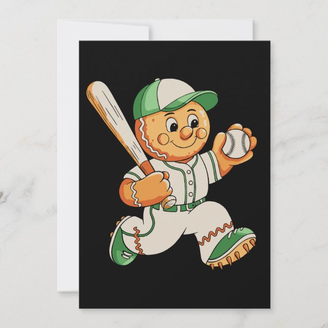 Hombre de pan de jengibre jugando béisbol Navidad  (Anverso)
