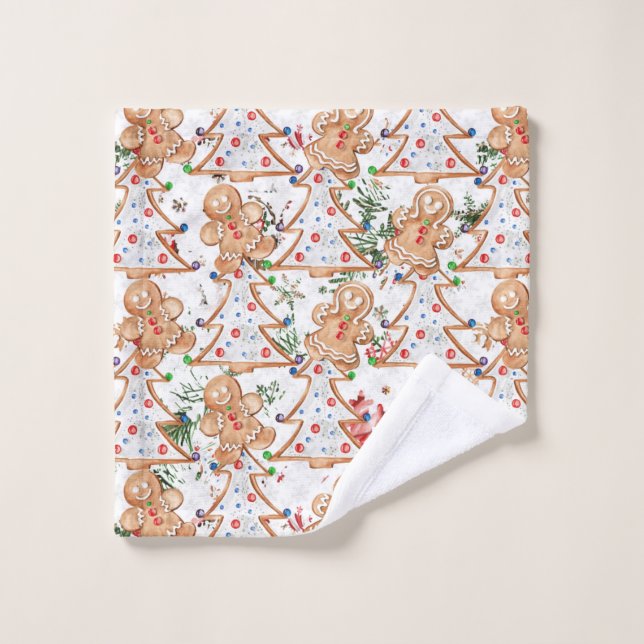 Hombre de pan de jengibre, mujer y árbol de (Toallita)