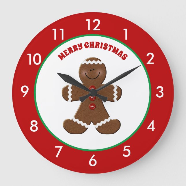 Hombre de pan de jengibre Navidades reloj redondo  (Anverso)