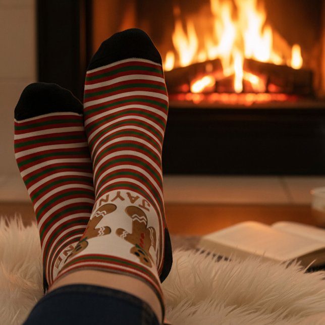 Hombre de pan jengibre tira calcetines de vacacion (Toasty socks for toasty toes)