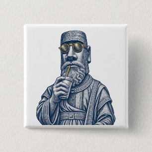 Hombre de Piedra Genial Arte Antiguo Botón Cuadrad
