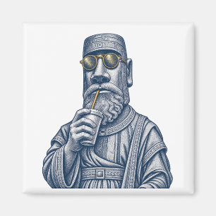 Hombre de Piedra Genial Arte Antiguo Imán Cuadrado