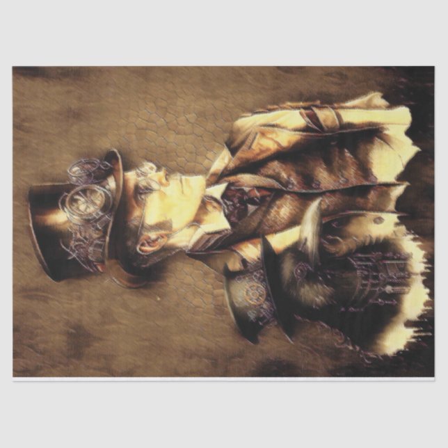 Hombre de Steampunk con papel de barrido (Anverso)
