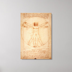 Hombre de Vitruvio en lienzo por Leonardo da Vinci