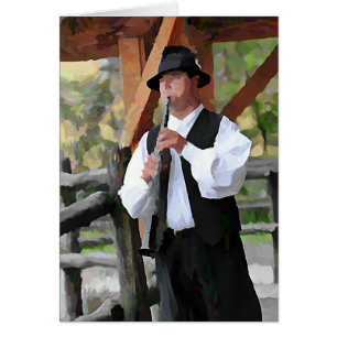 Hombre del Clarinet en la granja