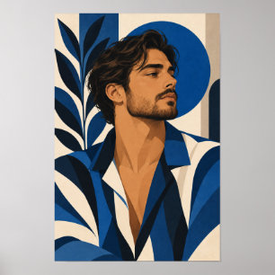 Hombre elegante en arte de pared moderno geométric