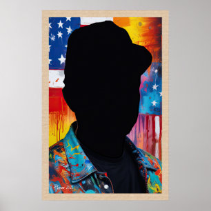 Hombre en arte pop de Poster negro