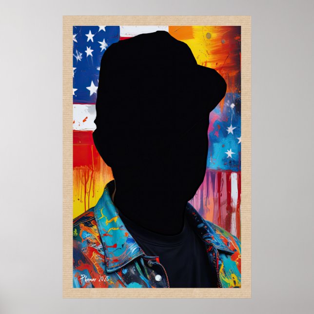 Hombre en arte pop de Poster negro (Frente)