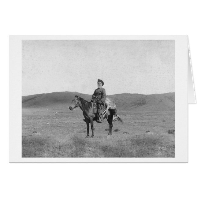 Hombre en caballo con una foto de un Antelope muer (Anverso (Horizontal))