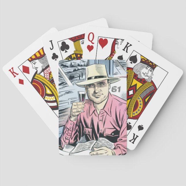 Hombre en el asiento 61 jugando a las cartas (Reverso)