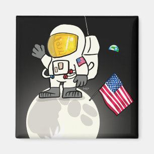 Hombre en el imán de la luna