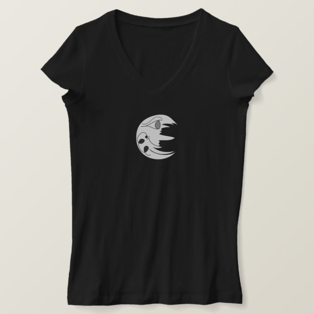 Hombre en la luna camiseta de cuello V de las muje (Anverso del diseño)