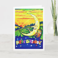 Hombre en la tarjeta de cumpleaños de la pintura