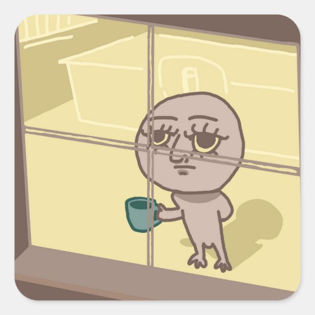 Hombre gracioso Mirando al Pegatina de la ventana (Anverso)