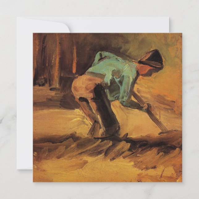 Hombre inclinado con bastón, azada por Vincent van (Anverso)