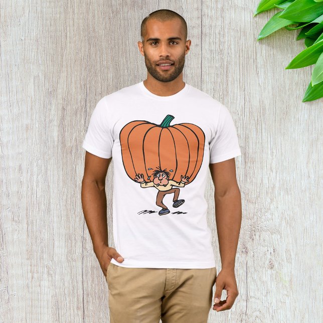 Hombre Llevando Una Gran Calabaza Mens Camiseta (Subido por el creador)