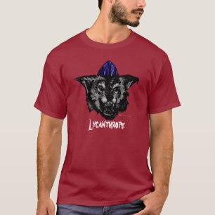 Hombre lobo de Psychobilly en la camisa del color