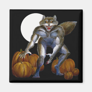 Hombre lobo en imán del remiendo de la calabaza