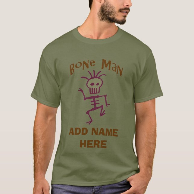 Hombre óseo, añada camiseta de texto (Anverso)