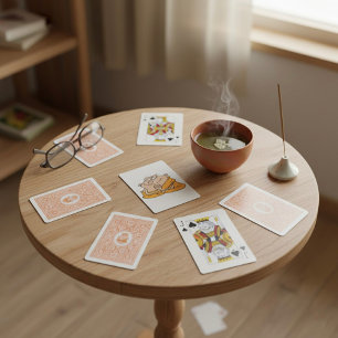 Hombre personalizado meditando cartas de juego