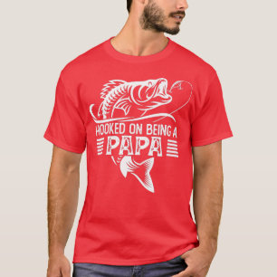 Hombre pescando camiseta para papá enganchado a se
