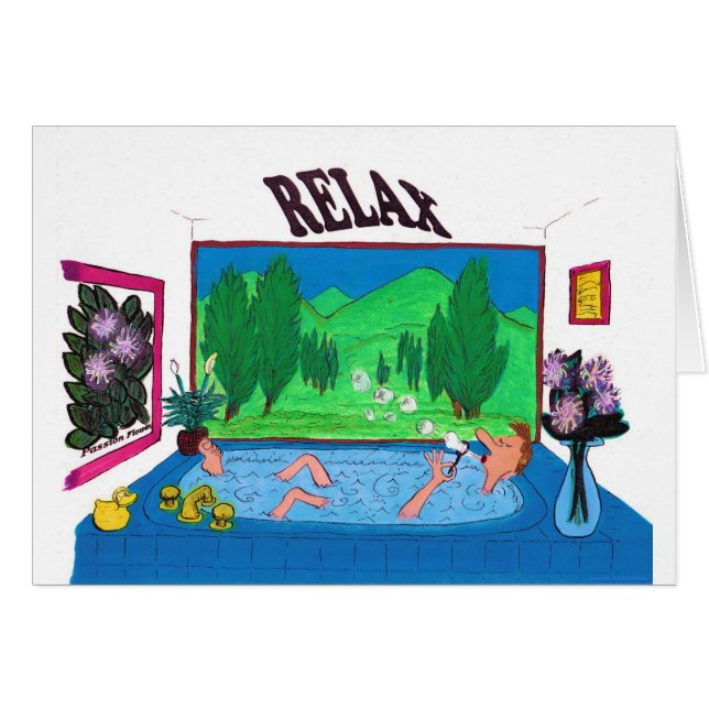 Hombre que se relaja en burbujas que soplan de una (Anverso (Horizontal))