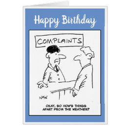 Hombre se queja del clima en la oficina de quejas