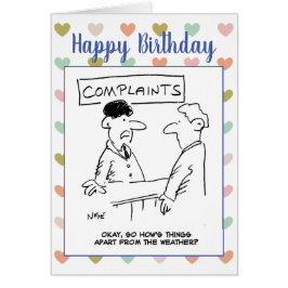 Hombre se queja del clima en la oficina de quejas