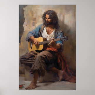 Hombre tocando guitarra Poster arte arte en pared 