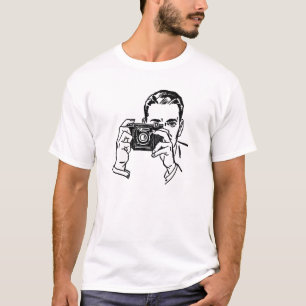 Hombre Vintage con camiseta de cámara