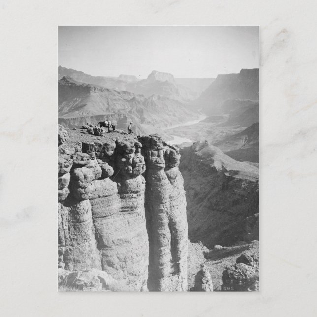 Hombre y burro en la postal del Gran Cañón (Anverso)