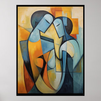 Hombre y mujer poster abstracto de arte en la pare