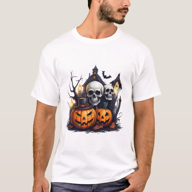 Hombres Básicos De Haloween Camiseta (Anverso)