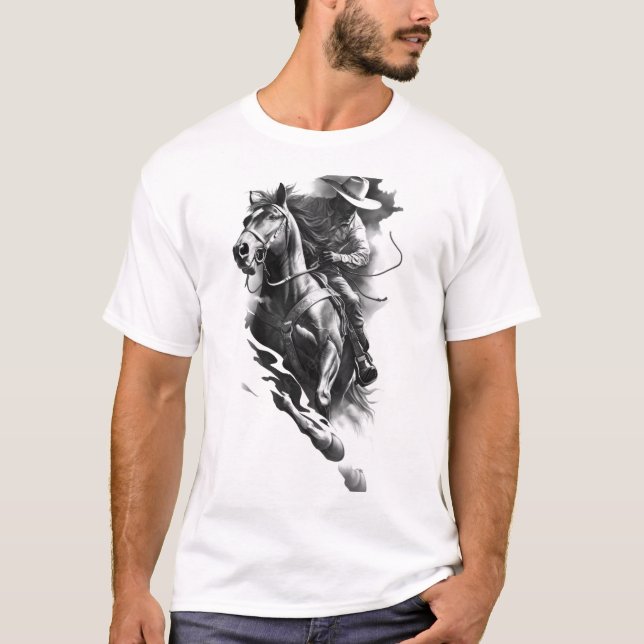 hombres de caballo camisetas animales ilustracion  (Anverso)
