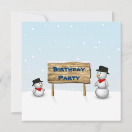 Hombres de nieve con Rótulo - Invitación de cumple