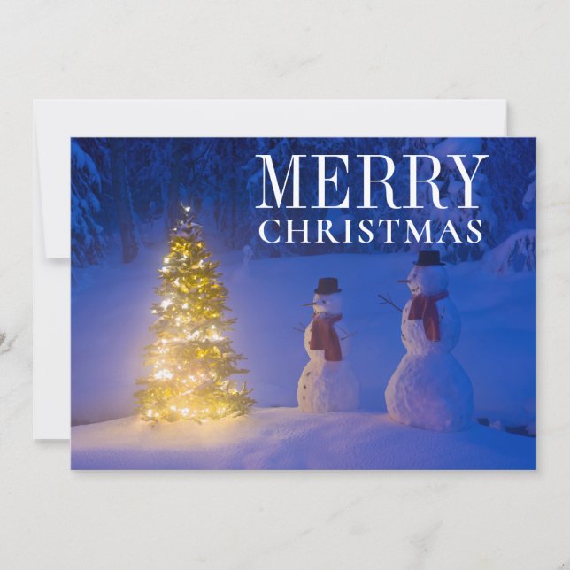 Hombres De Nieve Junto Al Árbol De Navidad (Anverso)