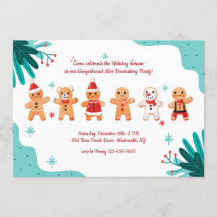 Hombres de pan de jengibre decorando la invitación