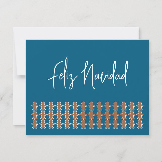 Hombres de pan de jengibre en azul Feliz Navidad (Anverso)