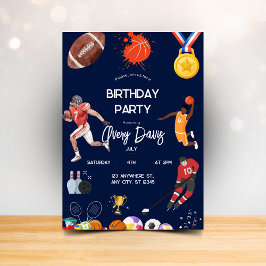 Hombres deportivos azul de la marina Invitación de