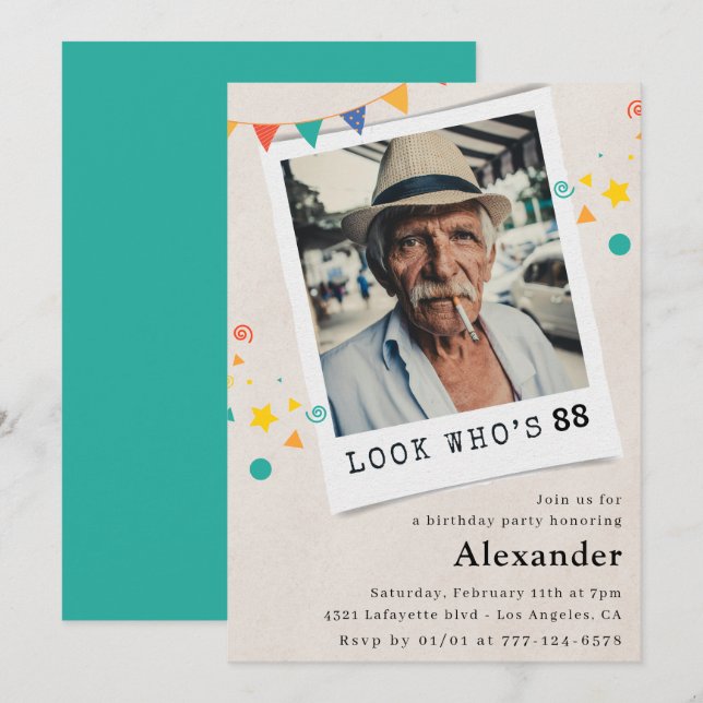 Hombres divertidos 88º cumpleaños invitaciones Div (Anverso / Reverso)