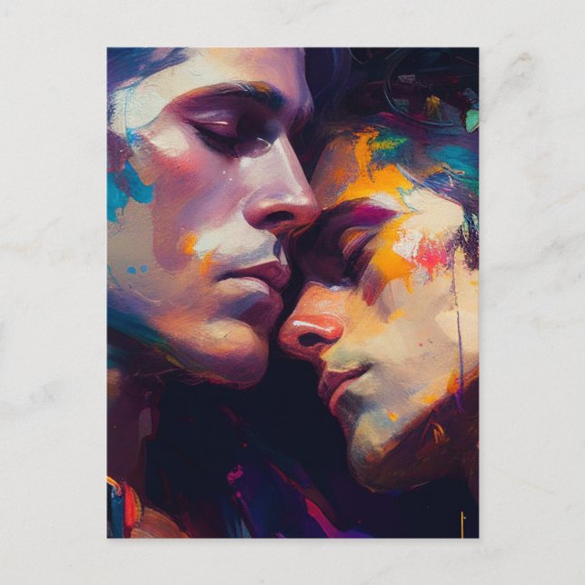 Hombres enamorados tarjeta postal (Anverso)