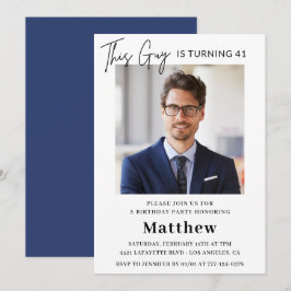 Hombres Foto 41ª invitaciones de cumpleaños Navy b